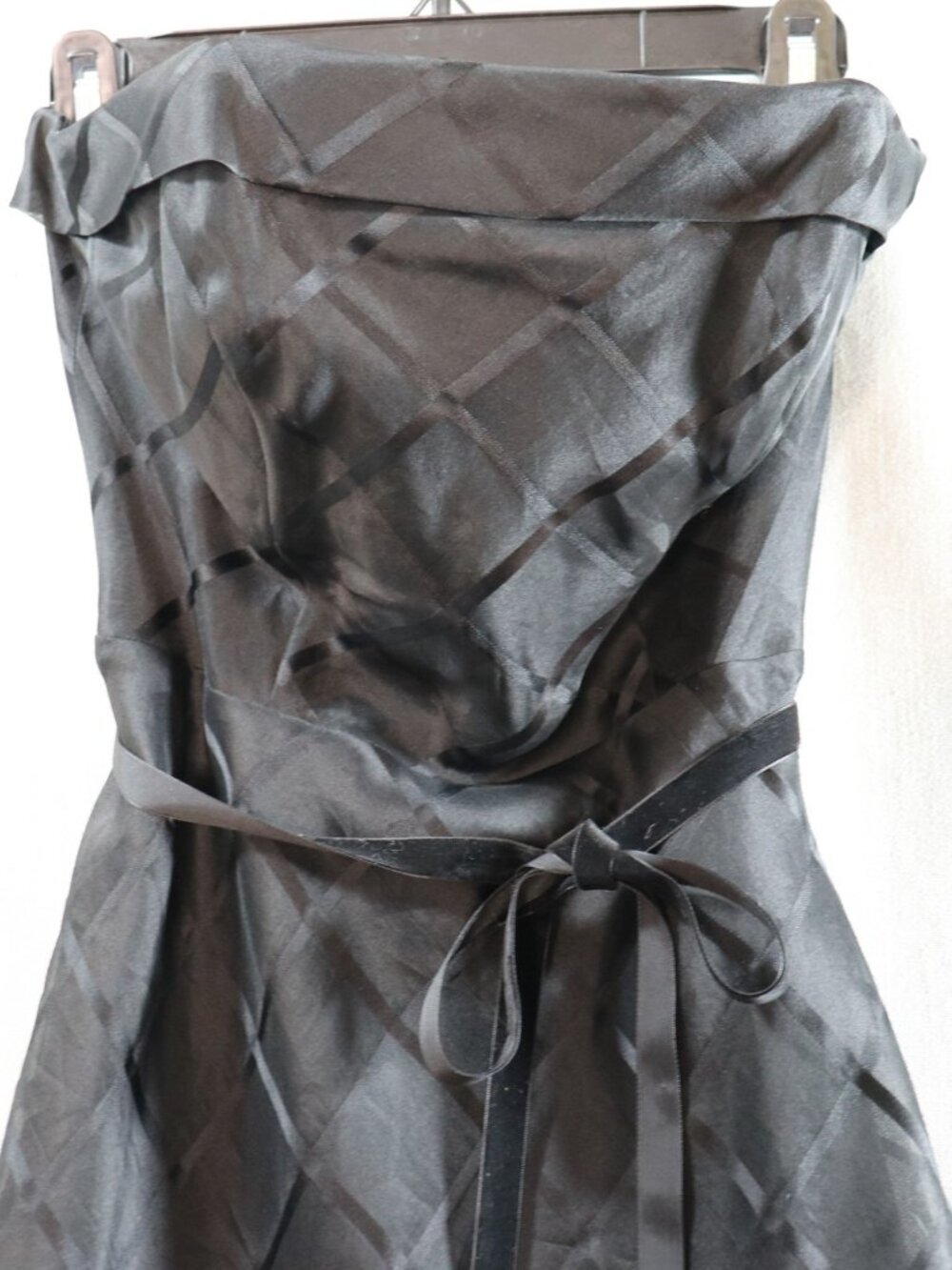 VTG Express Silk Cocktail Dress 7/8* 5/6 50s Style Strapless Black Goth Fairy - Picture 7 of 14